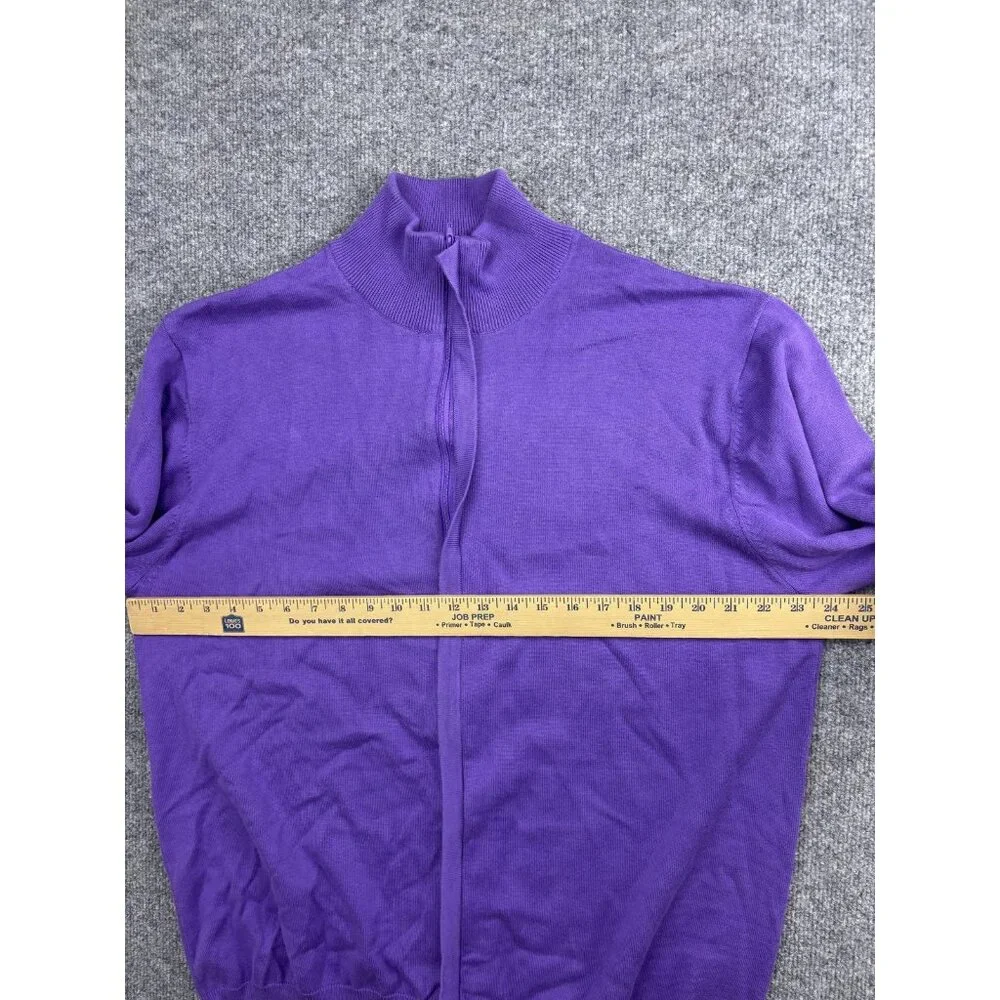 Paul Fredrick‎ Sweater Mens 2XL Purple 100% Pima Cotton Full Zip Mock Neck Knit